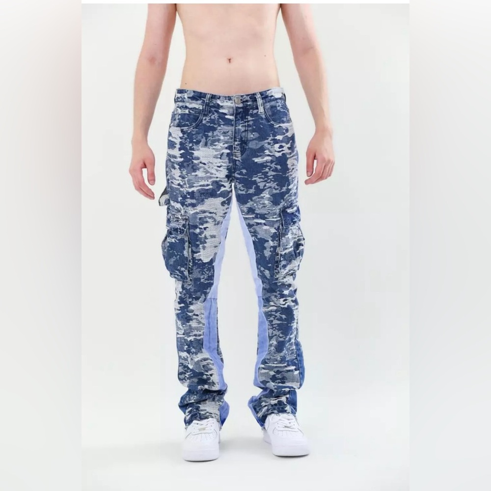 Armor Denim Camo Cargo Stacked Jeans